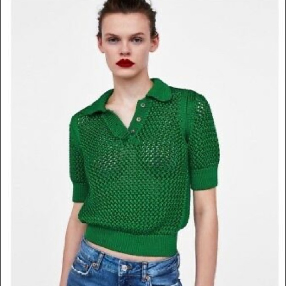 Zara knit green polo.